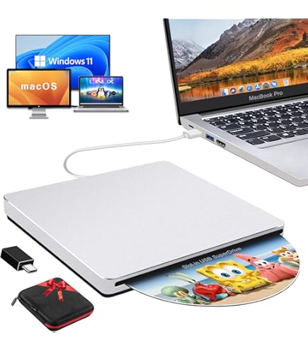 Apple MacBook Pro 13.3インチUSB SuperDrive付 USB-C External USB Superdrive for Mac CD DVD BD Blu-ray Burner